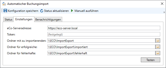 Grundkonfiguration des Buchungsimports