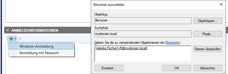 Abbildung: Hinzufügen eines Windows-Benutzers