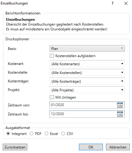 Berichtsparameter