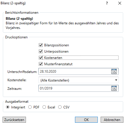 Berichtsparameter