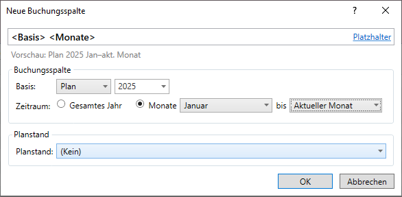 Bearbeitung einer Buchungsspalte mit Einschränkung bis zum aktuellen Monat